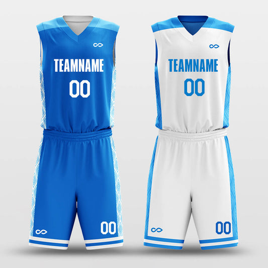 Custom Ice Crystals Reversible Basketball Jersey Set Sublimated