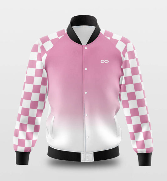 Custom Neon checkerboard Letterman Classic Style Varsity Full-Snap Jacket