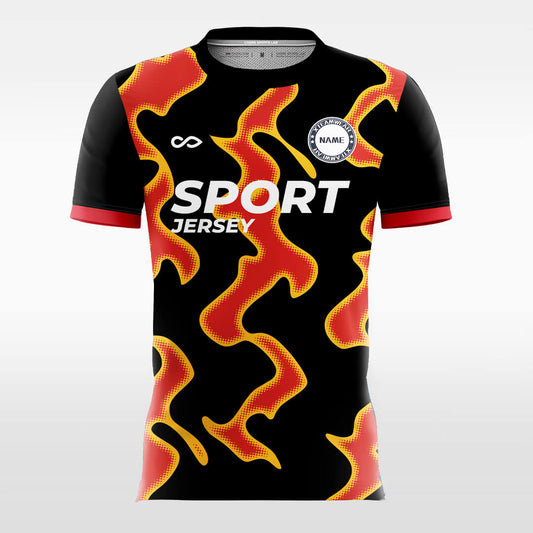 Custom Red Wave Band Print Sublimation Soccer Tops Jersey
