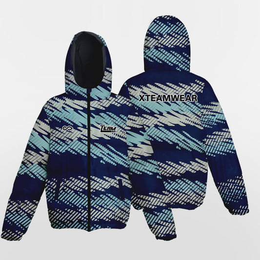 Custom Scribbler Blue Hooded Warm Quilted Winter Jacket