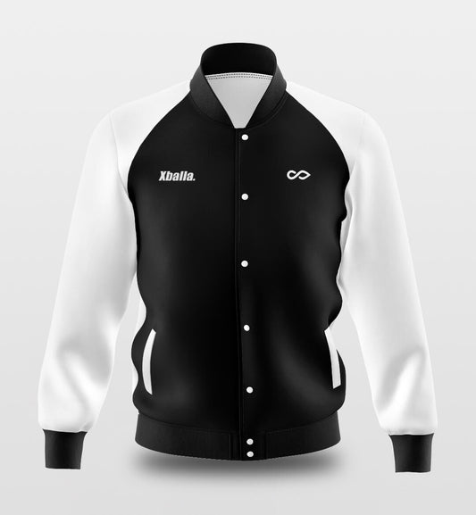 Custom Black Raglan Sleeves Full-Snap Letterman Jacket