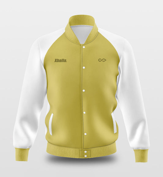 Custom Yellow Raglan Sleeves Full-Snap Letterman Jacket