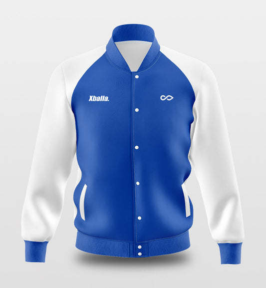 Custom Blue Raglan Sleeves Full-Snap Letterman Jacket